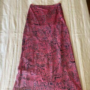 Gryphon New York Silk Maxi Skirt – Pink, Grey & Black